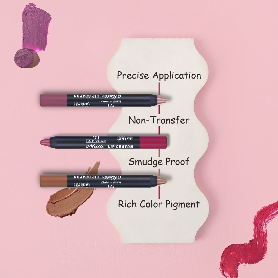 Half N Half Matte Velvet Soft & Long Lasting 24h Super Stay Lip Crayon