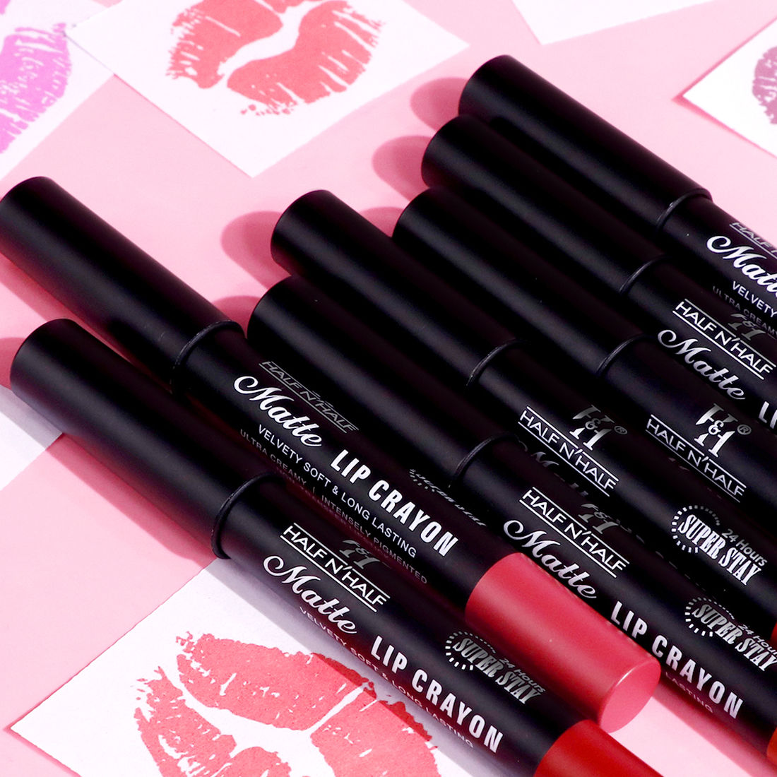 Half N Half Matte Velvet Soft & Long Lasting 24h Super Stay Lip Crayon
