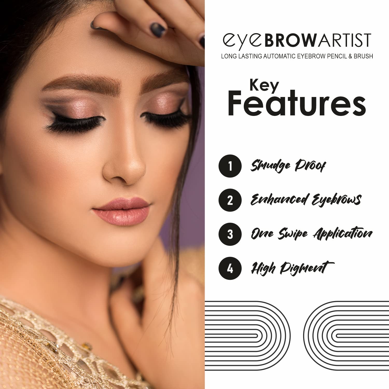 Half N Half Eye Brow Artist Long Lasting Automatic Eyebrow Pencil & Brush