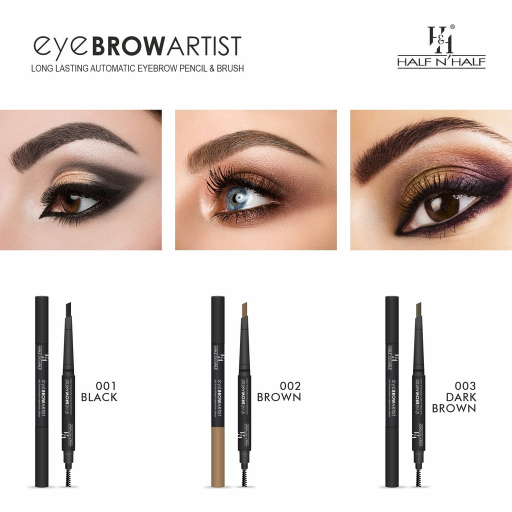 Half N Half Eye Brow Artist Long Lasting Automatic Eyebrow Pencil & Brush