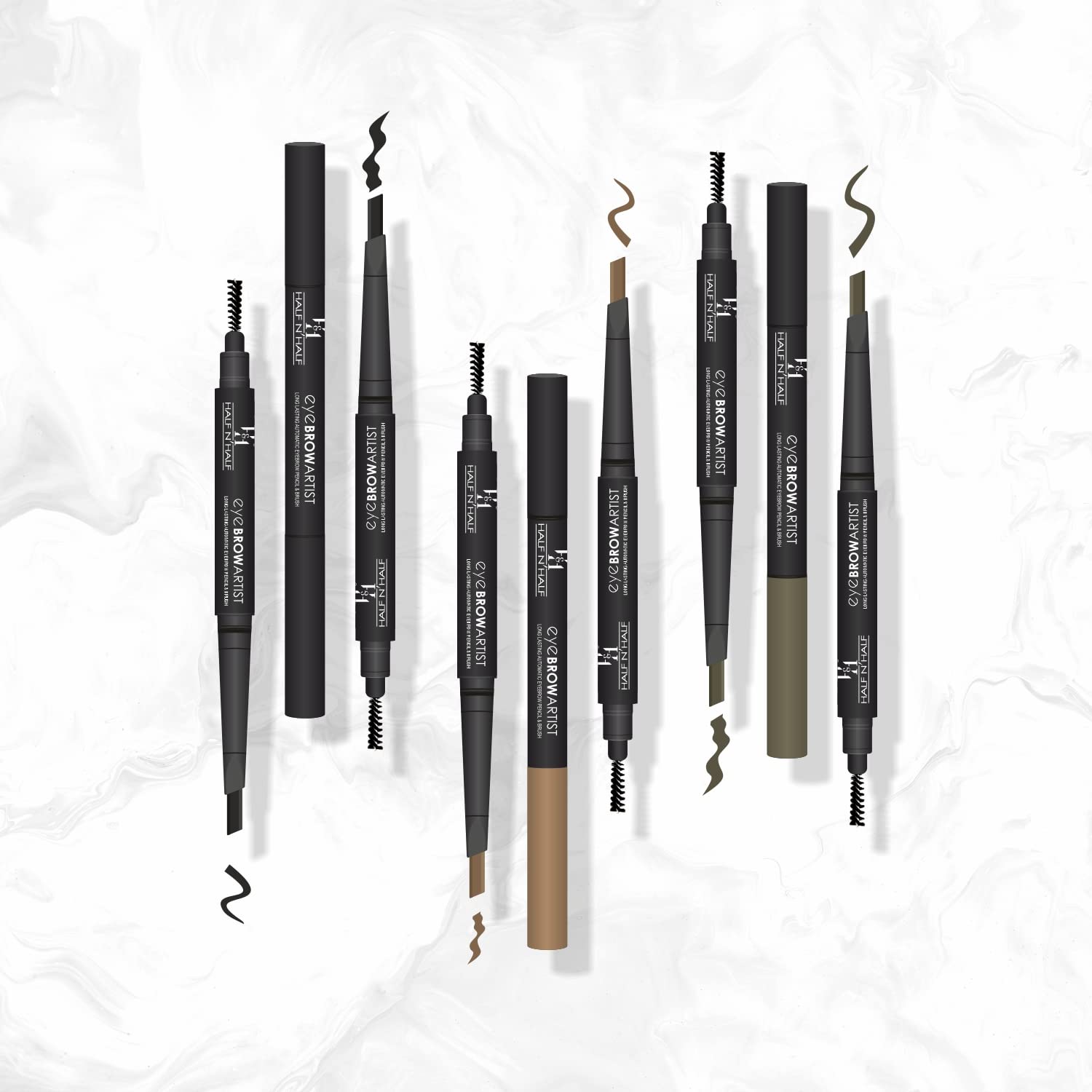 Half N Half Eye Brow Artist Long Lasting Automatic Eyebrow Pencil & Brush