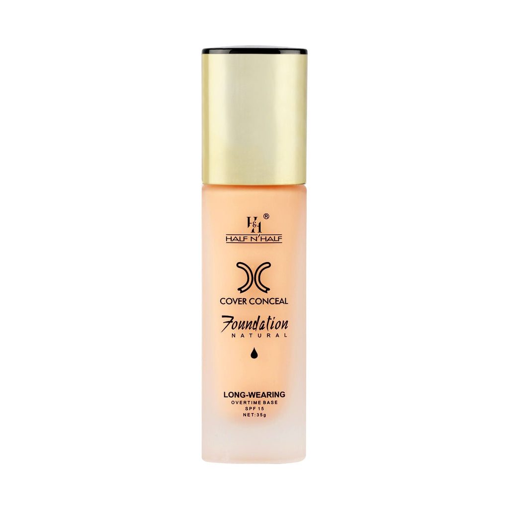Half N Half Cover Concealer Foundation Natural Longwearing Overtime Base SPF 15