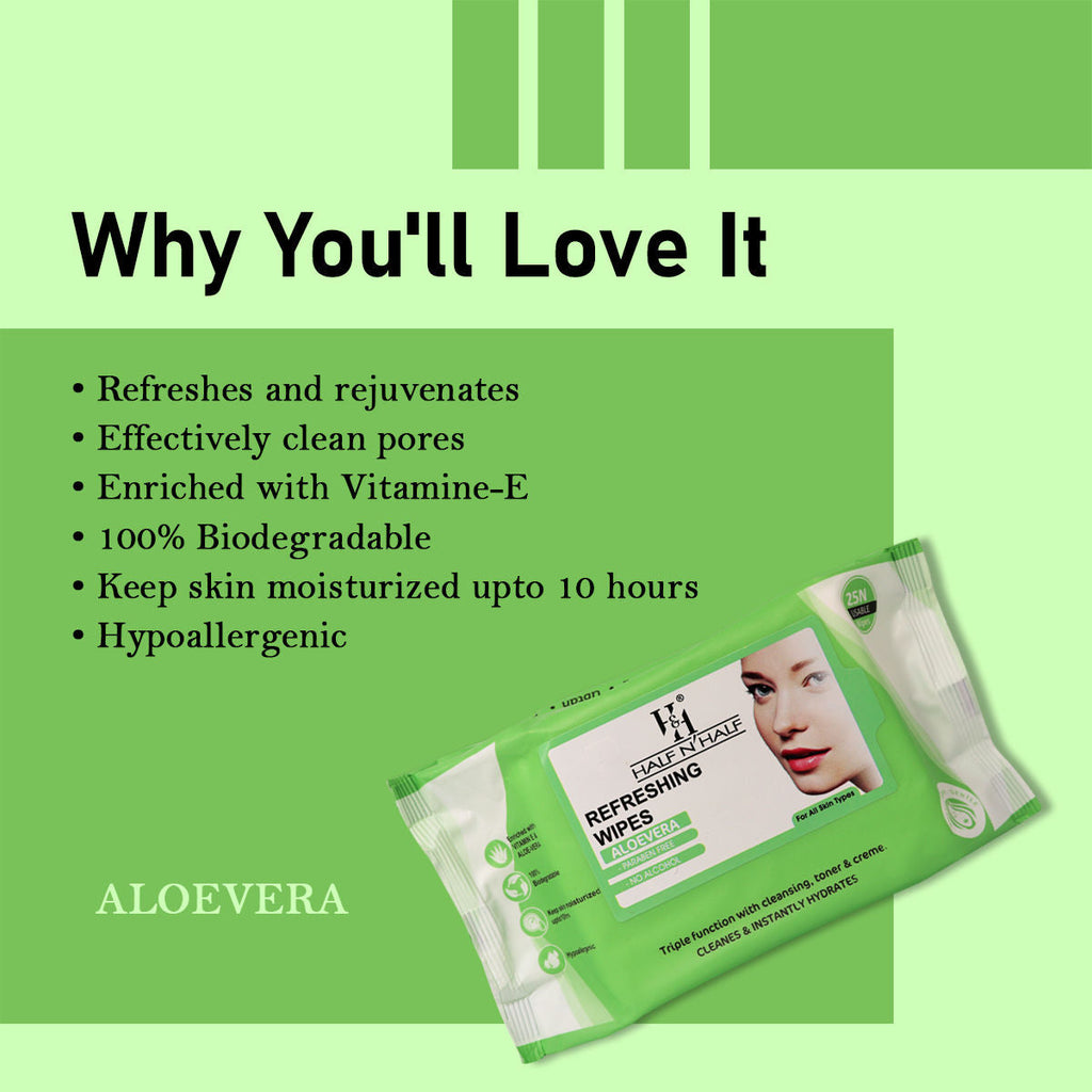 Half N Half Refreshing Wipes - E-28-Aloevera