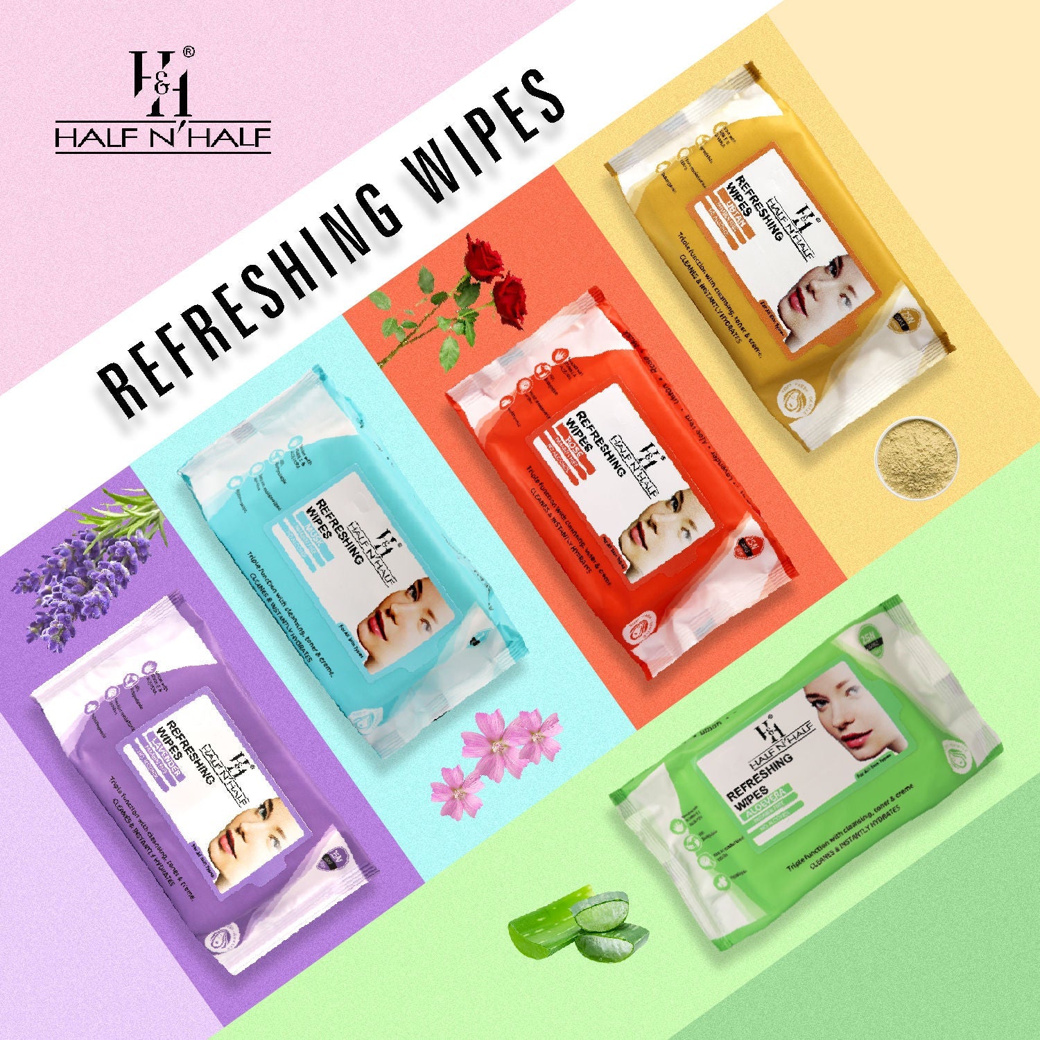 Half N Half Refreshing Wipes - E-28-Aloevera