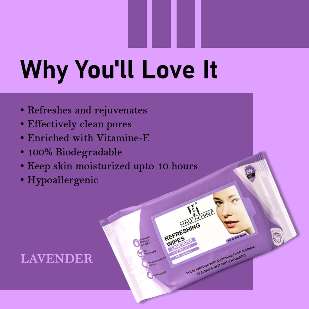 Half N Half Refreshing Wipes - E-28-Lavender