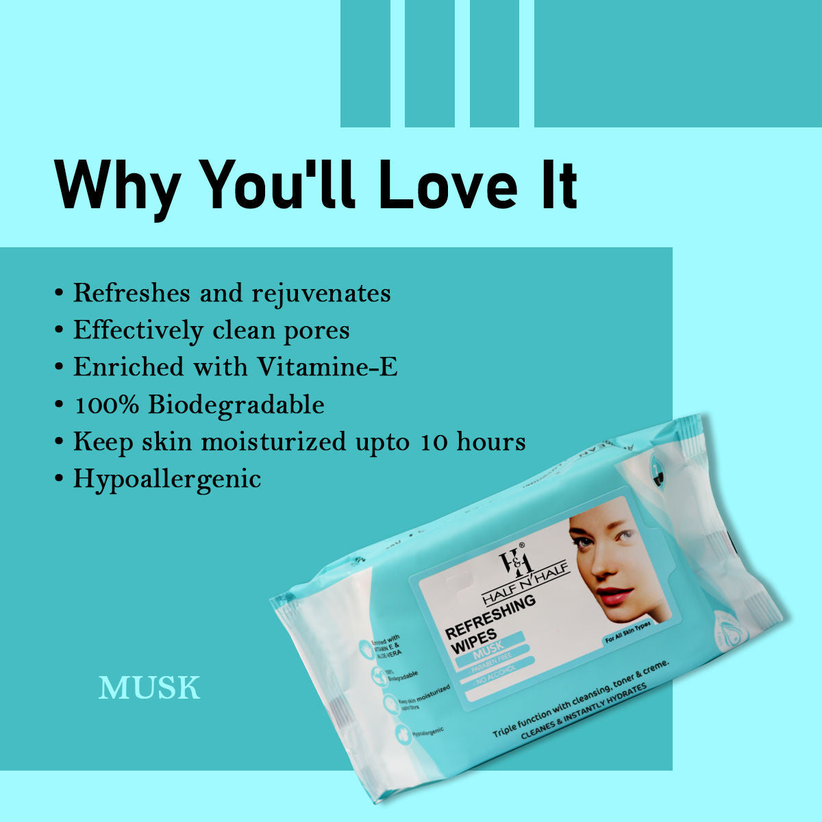 Half N Half Refreshing Wipes - E-28-Musk