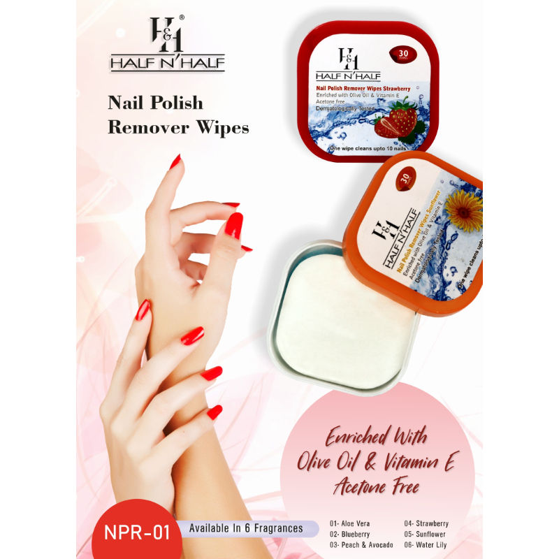 Half N Half Nail Polish Remover Wipes - Peach & Avocado