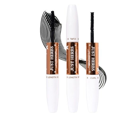 Just Herbs 2-in-1 Serum Infused Lash Enhancing Mascara with Castor Oil Volumizing & Curling - Black