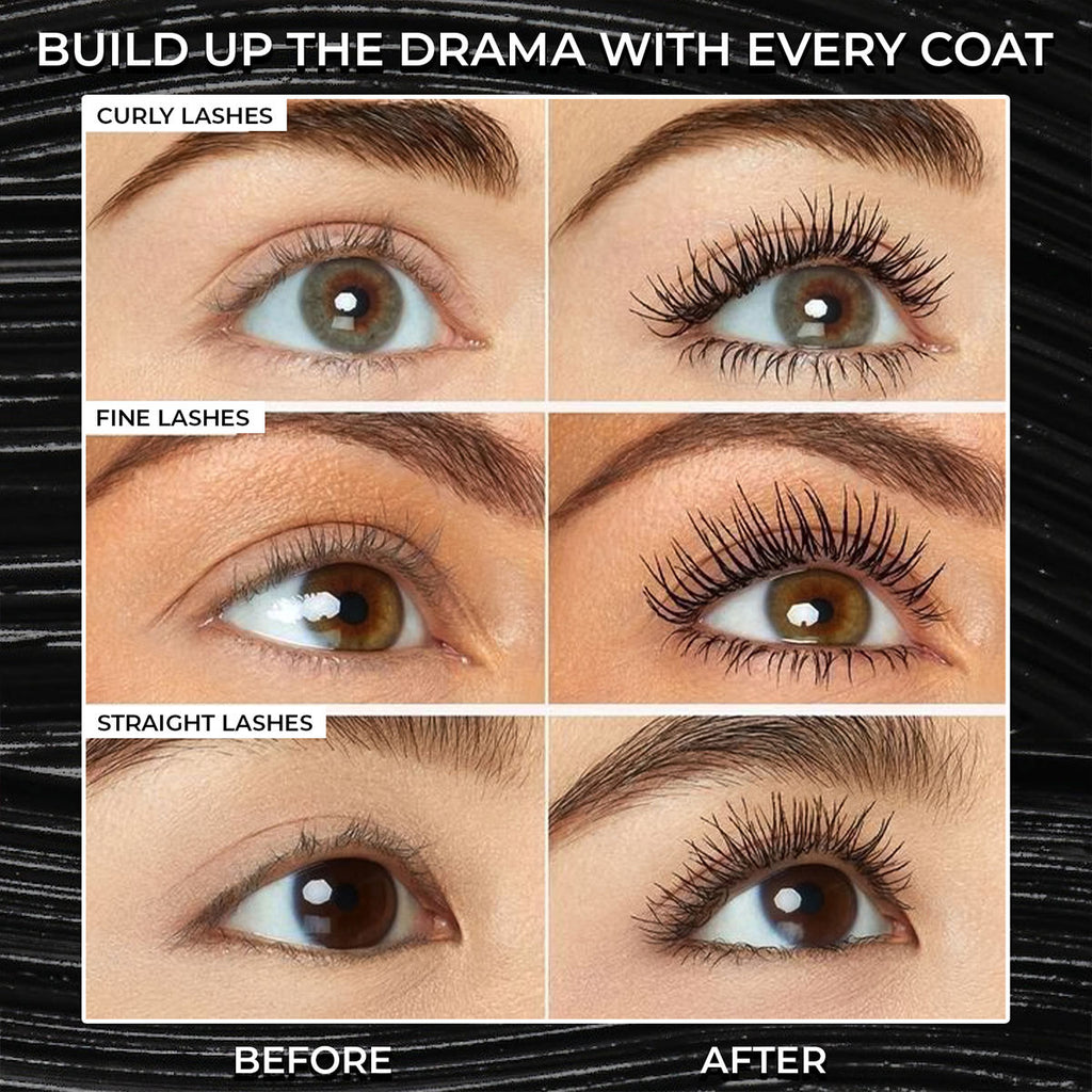 Just Herbs 2-in-1 Serum Infused Lash Enhancing Mascara with Castor Oil Volumizing & Curling - Black