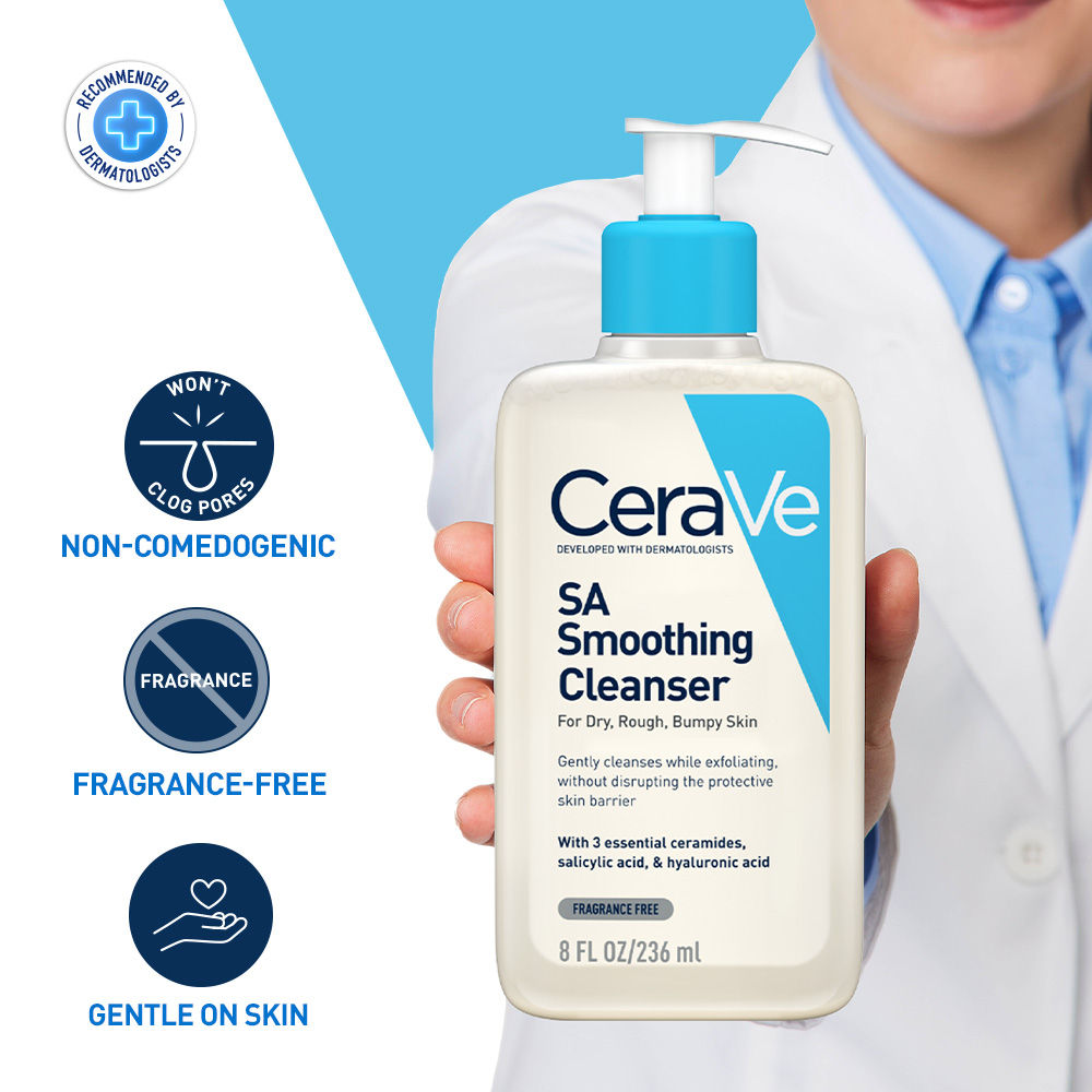CeraVe SA Smoothing Cleanser For Dry, Rough & Bumpy Skin, Face Wash With Salicylic Acid & Ceramides