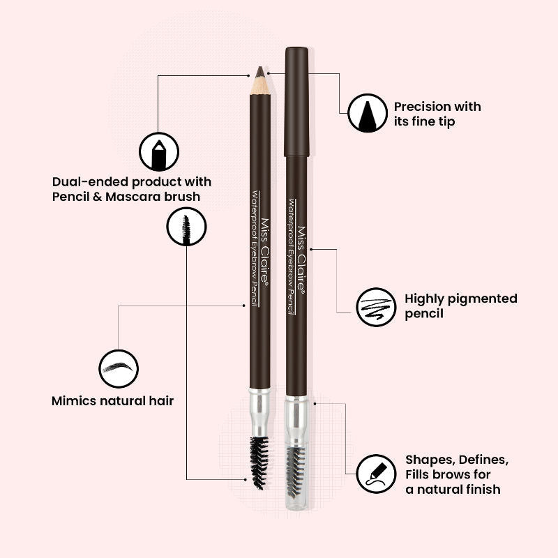 Miss Claire Waterproof Eyebrow Pencil With Mascara Brush