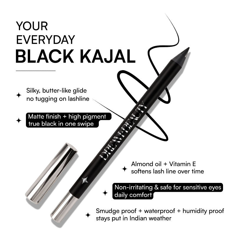 Dream Beauty Eclipse Kohl Pencil, Waterproof, Smudgeproof Kajal, Lasts Upto 12Hr - Space Black
