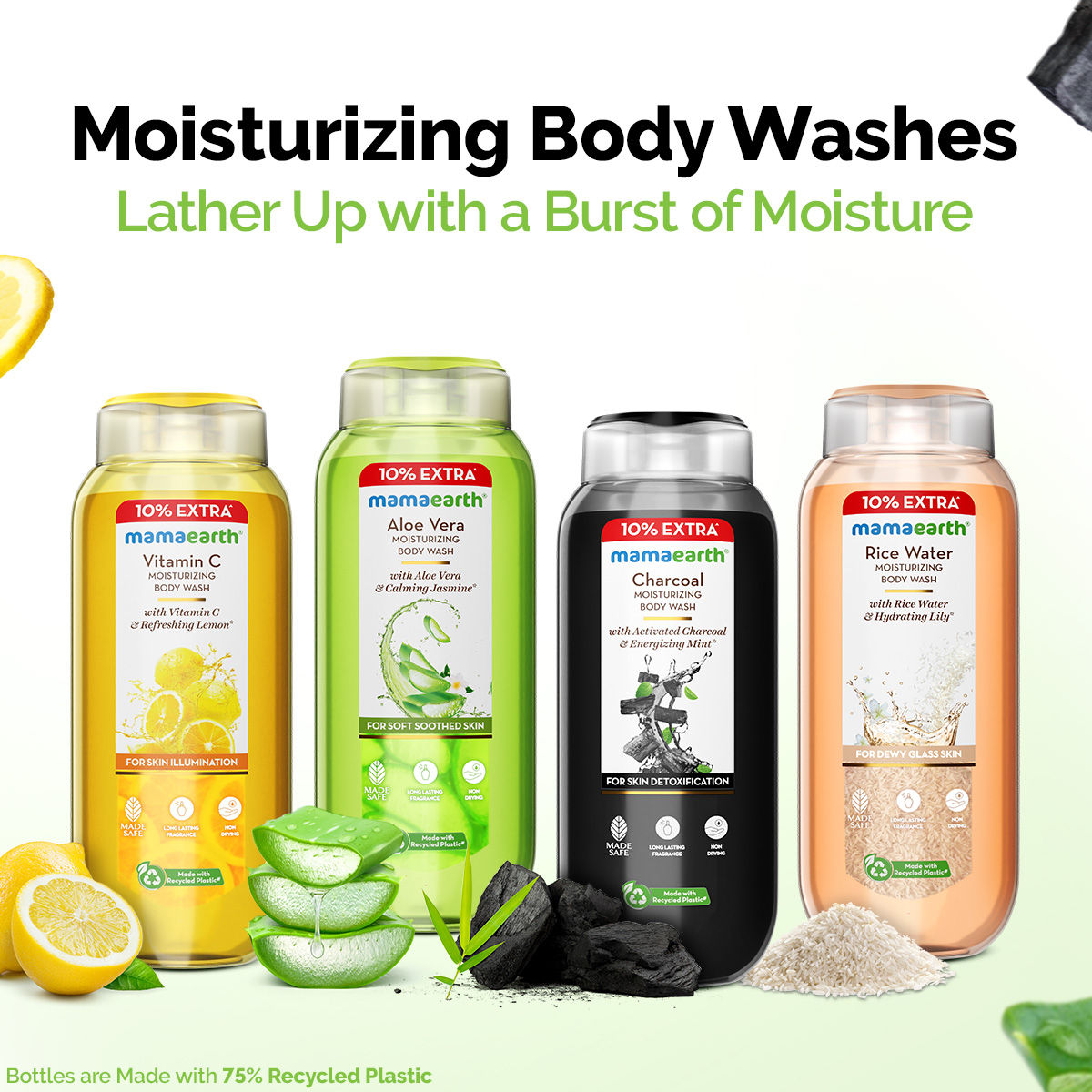 Mamaearth Charcoal Moisturizing Body Wash with Activated Charcoal & Energizing Mint Scent