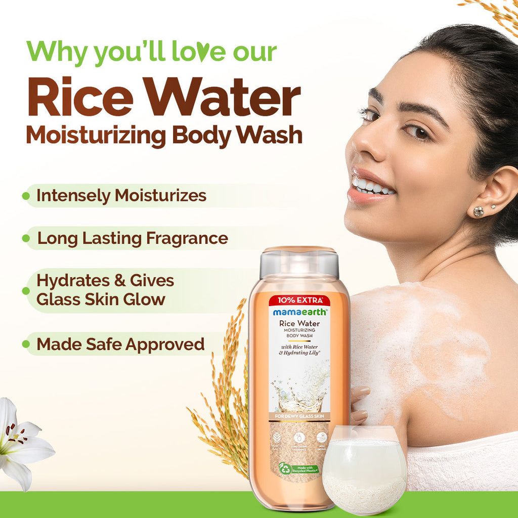 Mamaearth Rice Water Moisturizing Body Wash With Rice Water & Hydrating Lily Scent