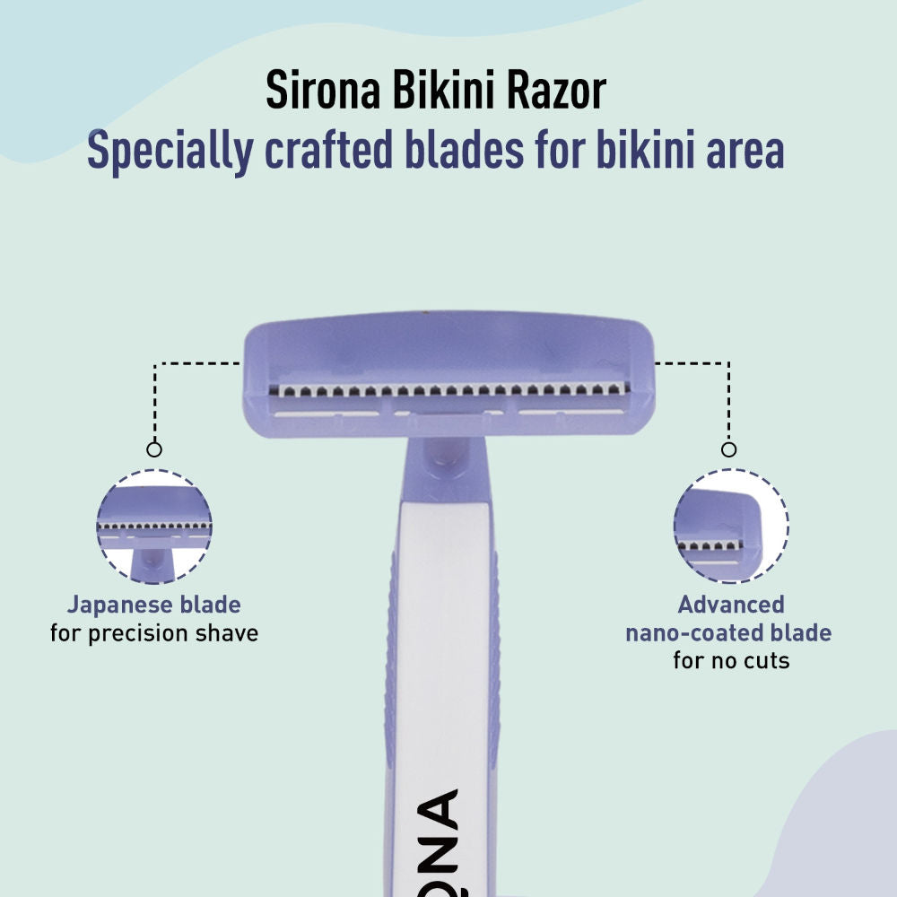Sirona Disposable Bikini Line Trimming Razor For Women With Aloe Vera & Vitamin E Lubrication Strip