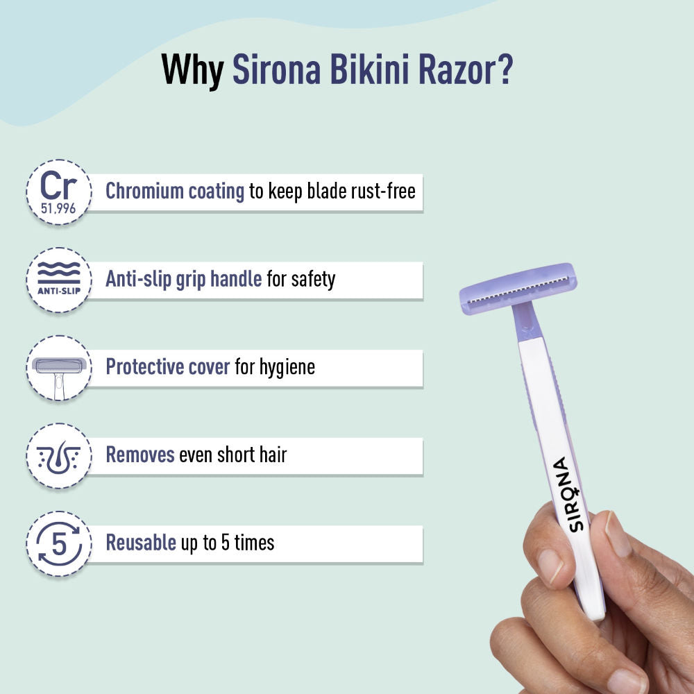 Sirona Disposable Bikini Line Trimming Razor For Women With Aloe Vera & Vitamin E Lubrication Strip