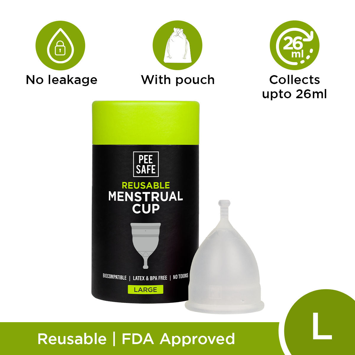 Pee Safe Reusable Menstrual Cup - No leakage,Rash-Free & Upto 12 Hours protection