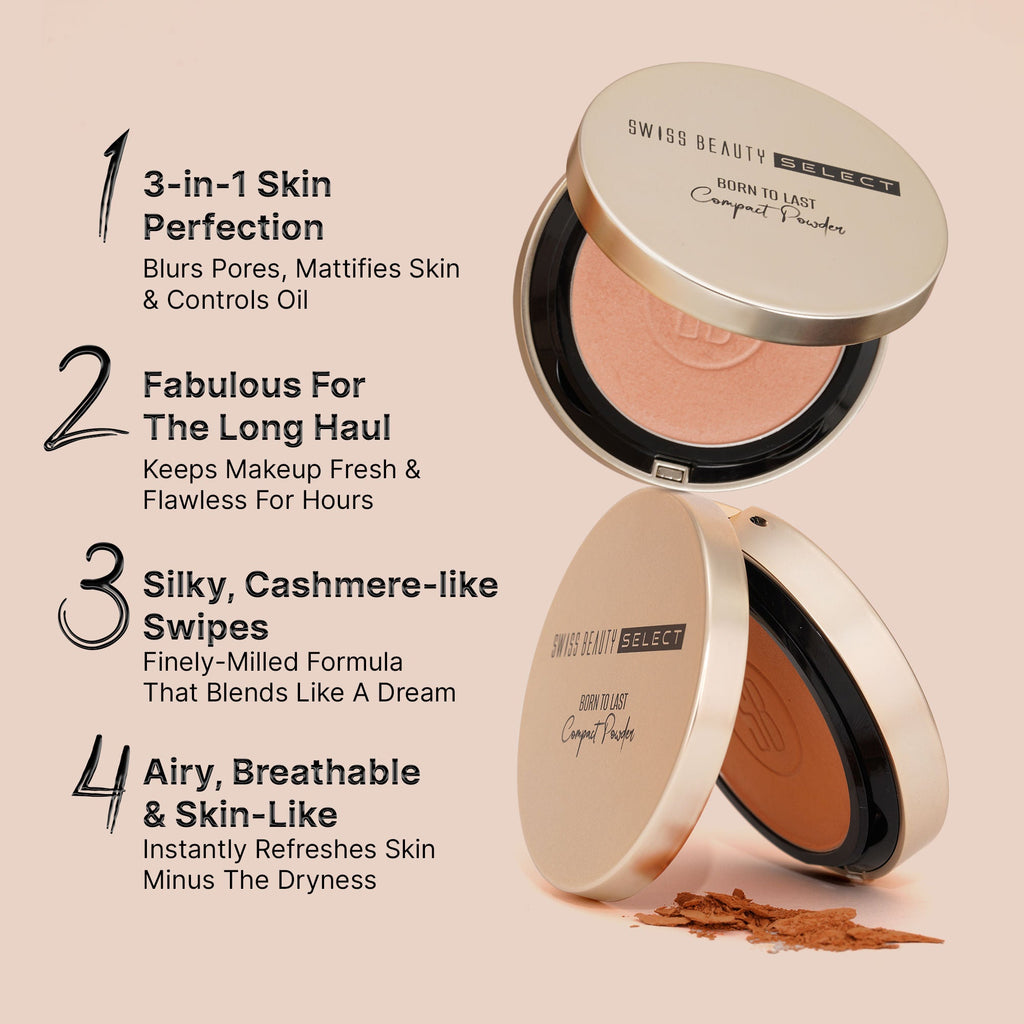 Swiss Beauty Select Born To Last 3-In-1 Skin Perfection Compact With Vitamin E