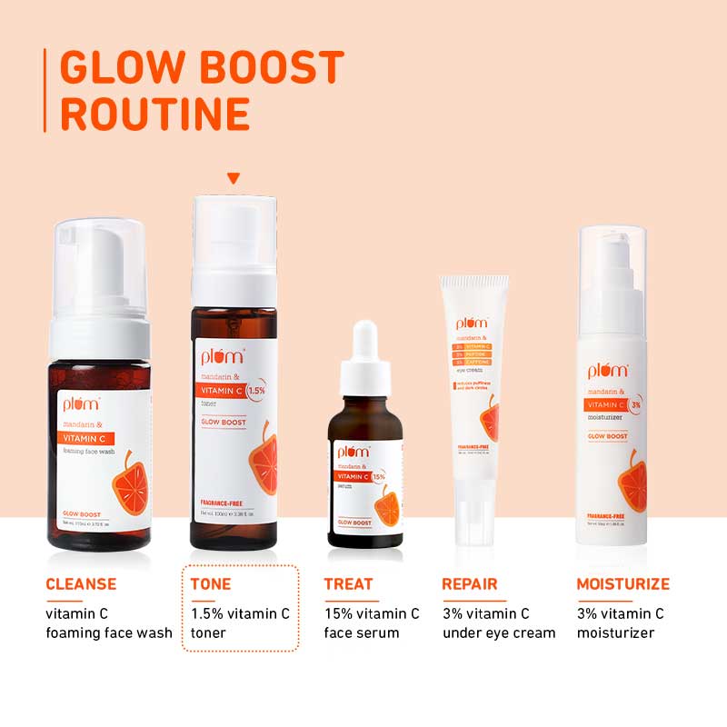 Plum 1.5% Vitamin C Alcohol-Free Spray Toner With Mandarin & Witch Hazel For Glow Boost & Open Pores