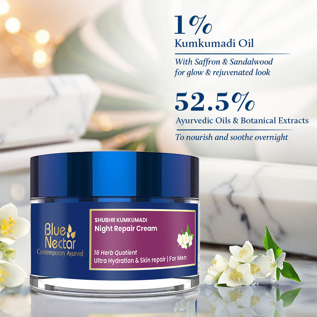 Blue Nectar Night Repair Cream for Ultra Hydration & Skin Repair for Men