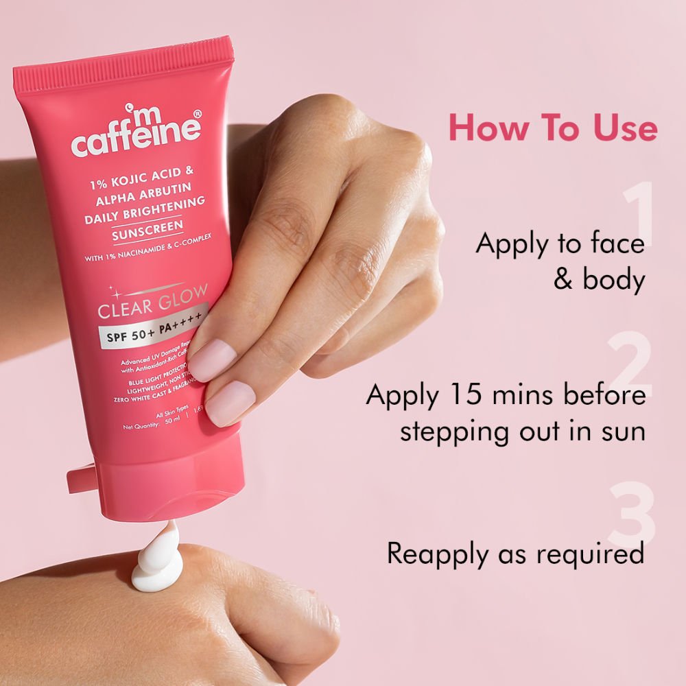 MCaffeine CLEAR GLOW 1% Kojic Acid Alpha Arbutin Daily Brightening Sunscreen
