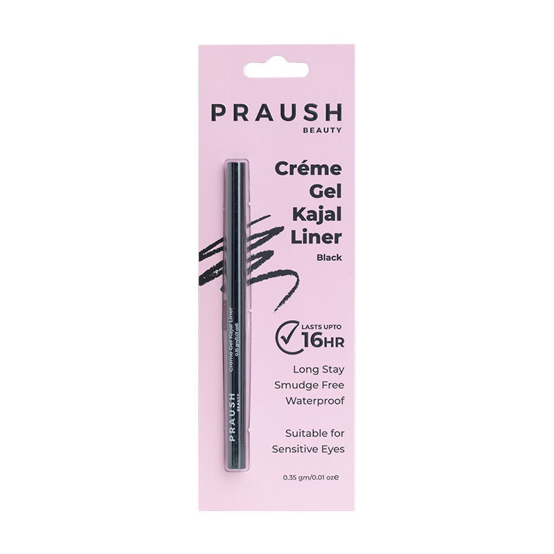 Praush Beauty Waterproof and Smudge Proof Crème Gel Kajal Eyeliner Eye Pencil- Black