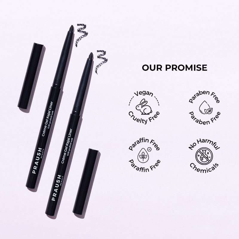 Praush Beauty Waterproof and Smudge Proof Crème Gel Kajal Eyeliner Eye Pencil- Black
