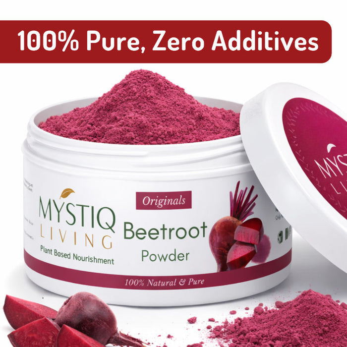 Mystiq Living Organic Beetroot Powder For Face, Hair, Lip Balm & Energy Boost Drink