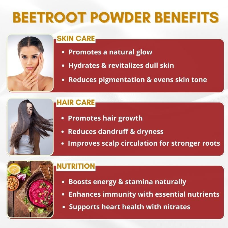 Mystiq Living Organic Beetroot Powder For Face, Hair, Lip Balm & Energy Boost Drink