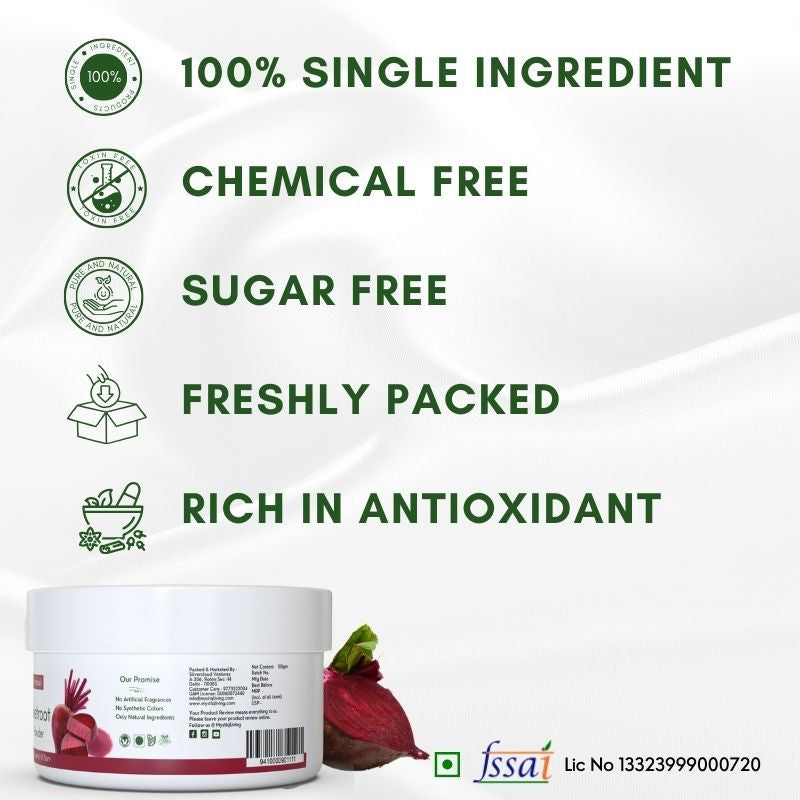 Mystiq Living Organic Beetroot Powder For Face, Hair, Lip Balm & Energy Boost Drink