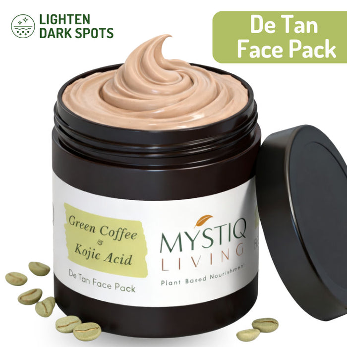 Mystiq Living De Tan Face Pack For Pigmentation, Glowing Skin For Women With Green Coffee