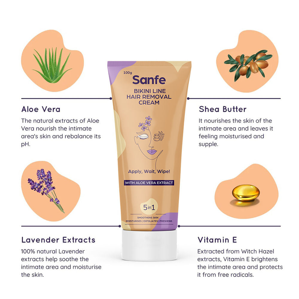 Sanfe Bikini Line Hair Removal Cream With Aloevera