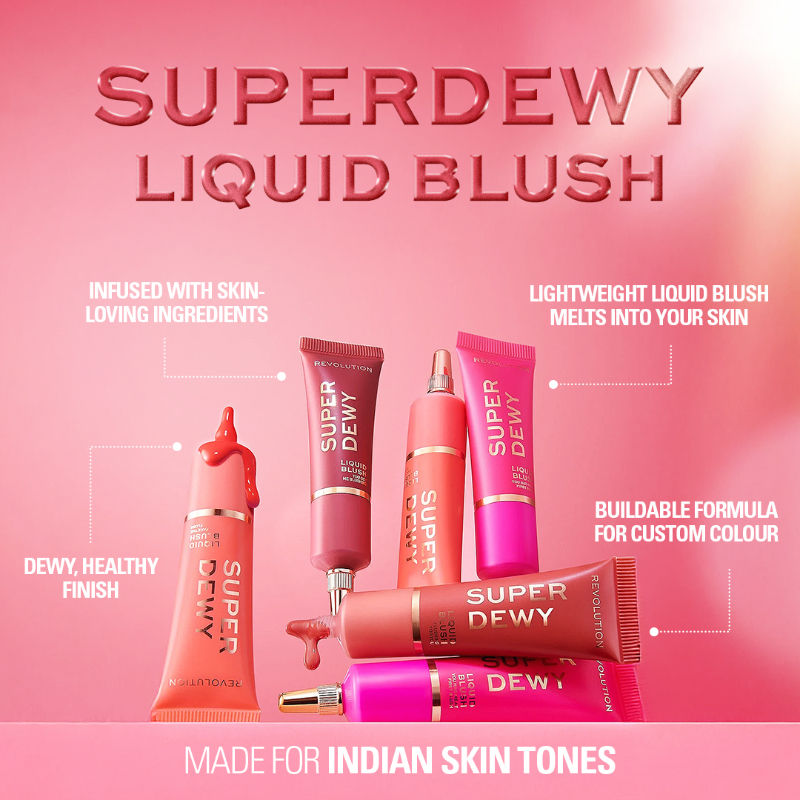 Makeup Revolution Superdewy Liquid Blusher - Ultra Pigmented-Dewy & Radiant Formula You Had Me At First Blush