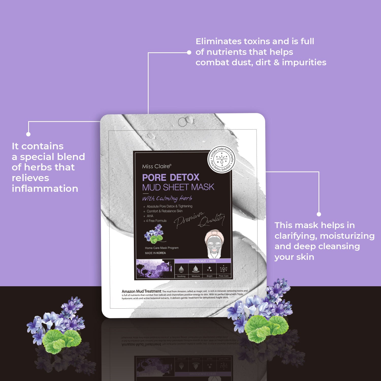 Miss Claire Pore Detox Mud Sheet Mask With Calming Herb