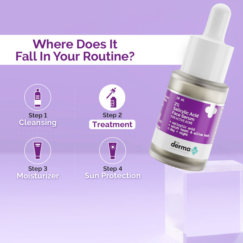 The Derma Co 2% Salicylic Acid Serum With Witch Hazel & Willow Bark For Active Acne Day+Night