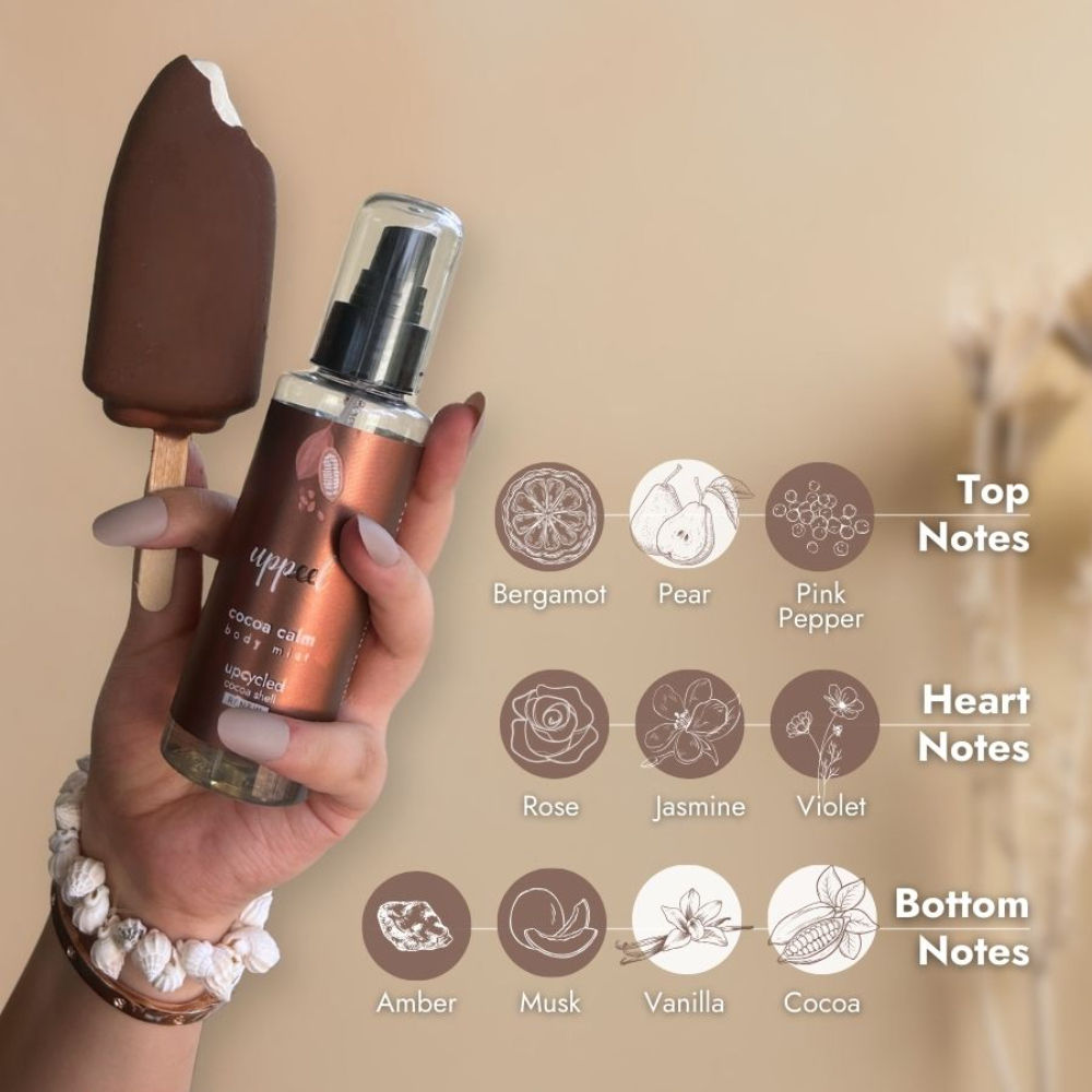 Uppeel Cocoa Calm Hair & Body Mist - Vanilla, Chocolate & Musk, Fine Fragrance For Her