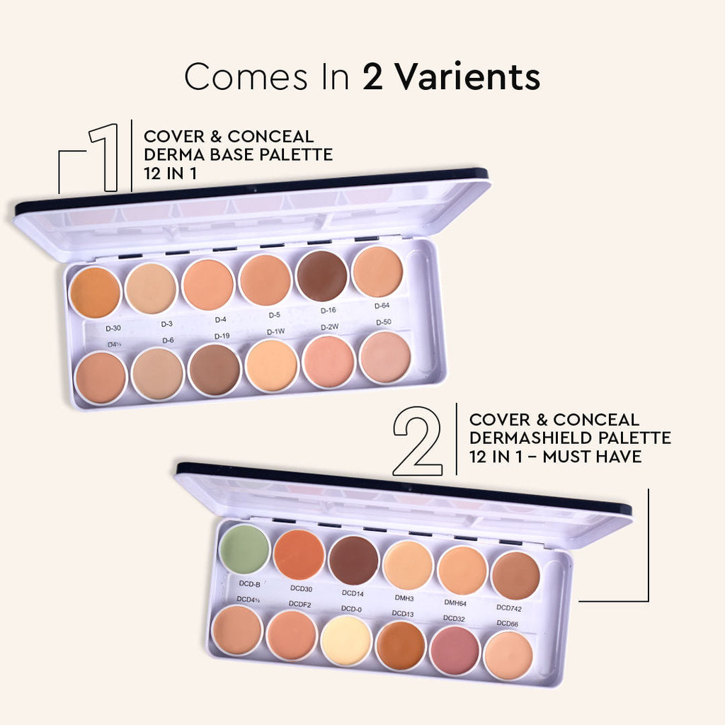 C2P Pro Ultra HD 12 in 1 Camouflage Concealer Corrector Dermashield Cream Base Makeup Palette