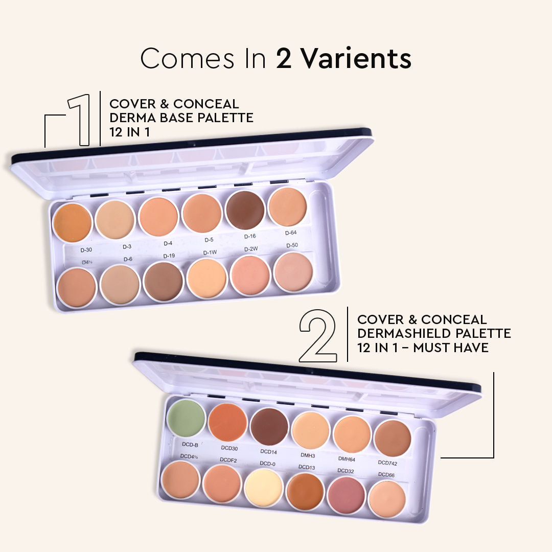 C2P Pro Ultra HD 12 in 1 Camouflage Concealer Corrector Dermashield Cream Base Makeup Palette