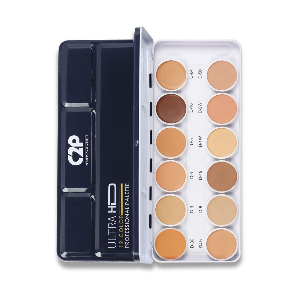C2P Pro Ultra HD 12 in 1 Camouflage Concealer Corrector Dermashield Cream Base Makeup Palette