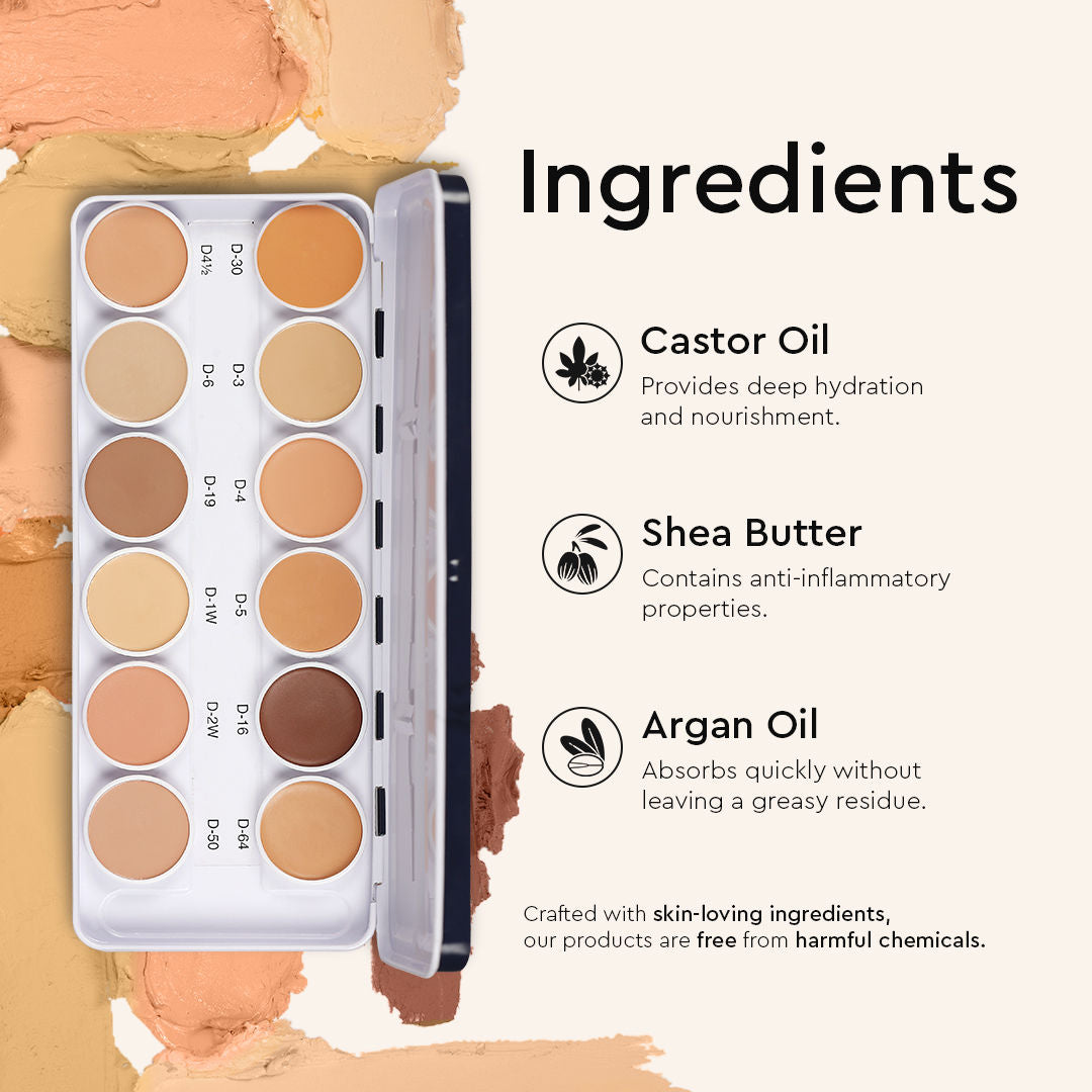 C2P Pro Ultra HD 12 in 1 Camouflage Concealer Corrector Supraemeshield Cream Base Makeup Palette