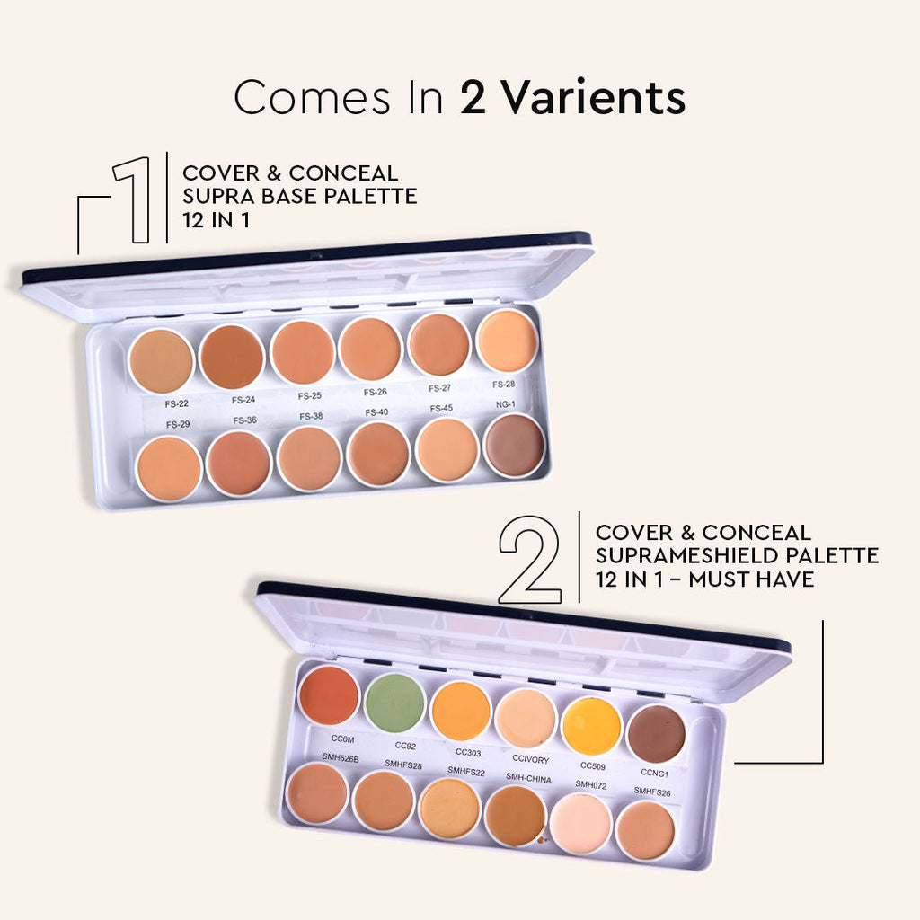 C2P Pro Ultra HD 12 in 1 Camouflage Concealer Corrector Supraemeshield Cream Base Makeup Palette