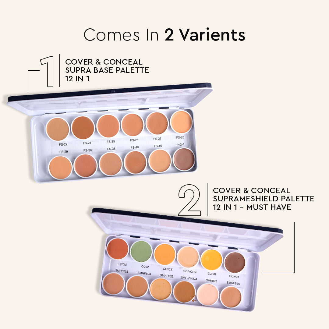 C2P Pro Ultra HD 12 in 1 Camouflage Concealer Corrector Supraemeshield Cream Base Makeup Palette