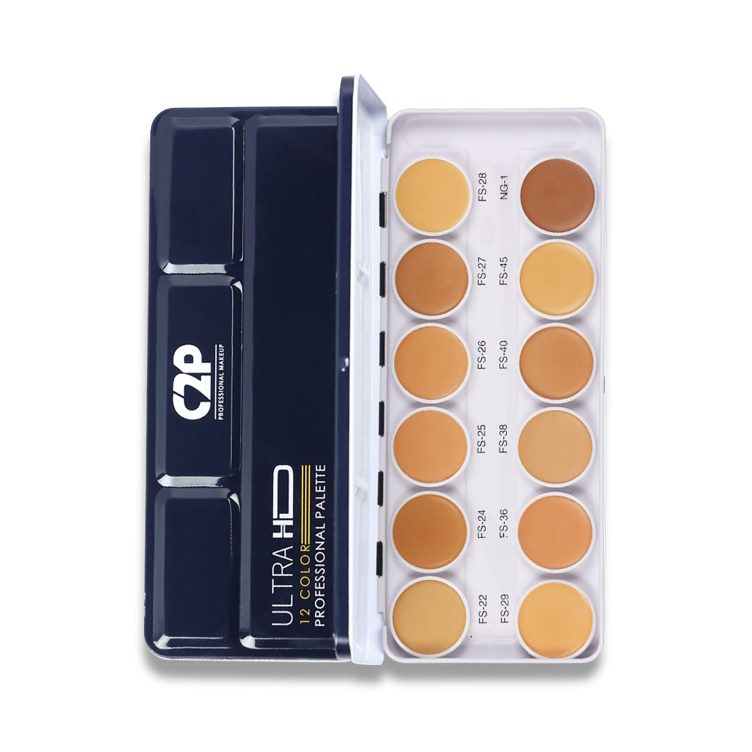 C2P Pro Ultra HD 12 in 1 Camouflage Concealer Corrector Supraemeshield Cream Base Makeup Palette