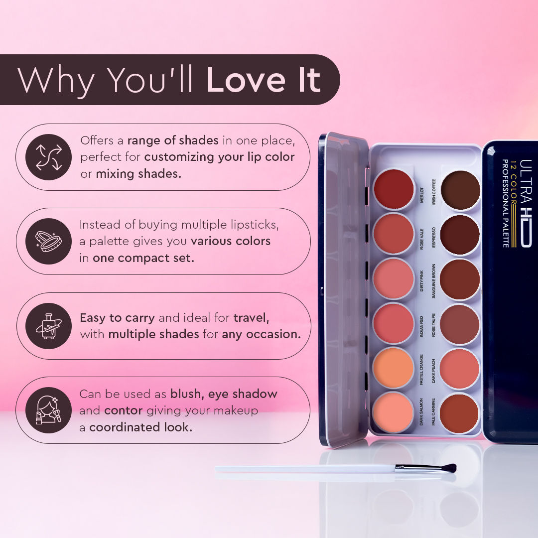 C2P Pro Studio Lip Spectrum 12 Color Cream Lipstick Palette