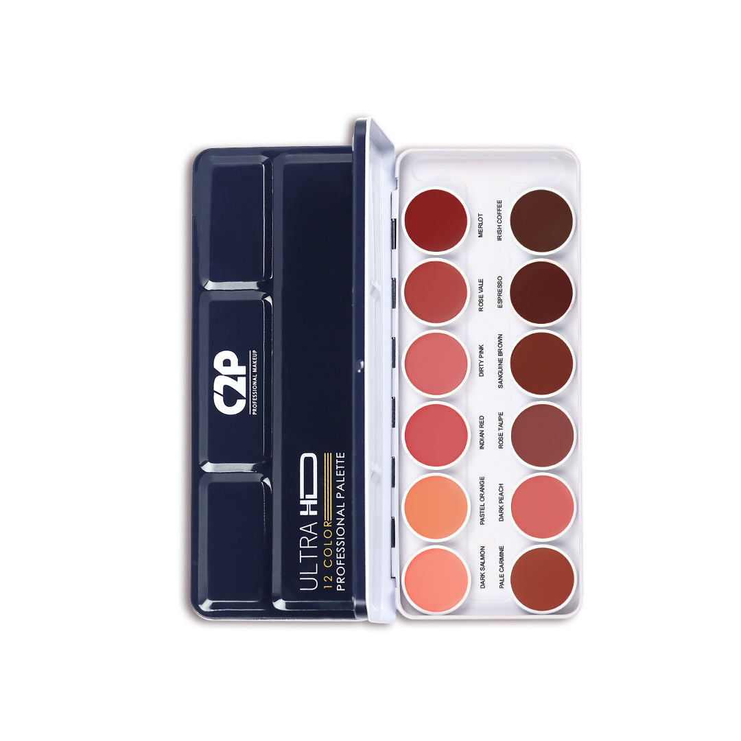 C2P Pro Studio Lip Spectrum 12 Color Cream Lipstick Palette