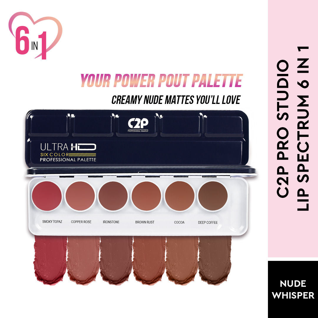 C2P Pro Studio Lip Spectrum 6 Color Cream Lipstick Palette