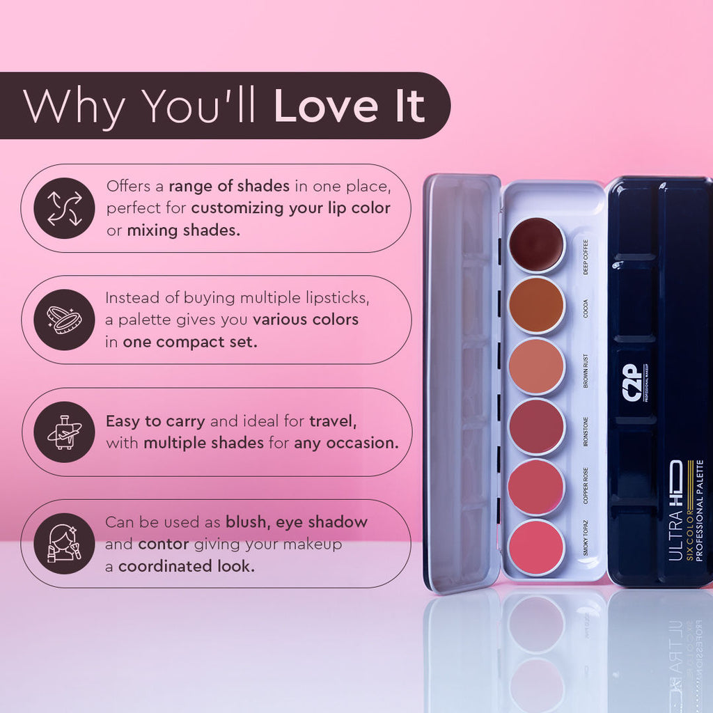 C2P Pro Studio Lip Spectrum 6 Color Cream Lipstick Palette