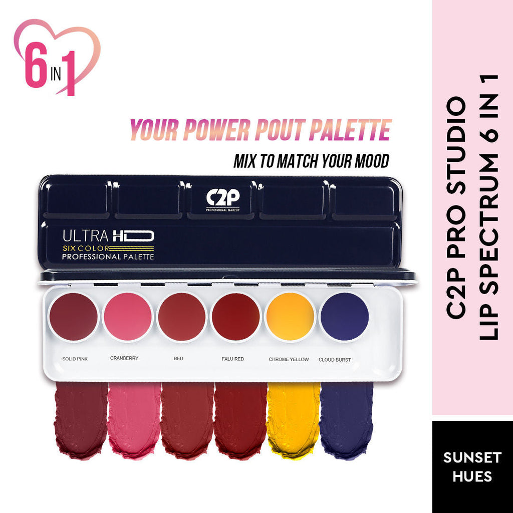C2P Pro Studio Lip Spectrum 6 Color Cream Lipstick Palette