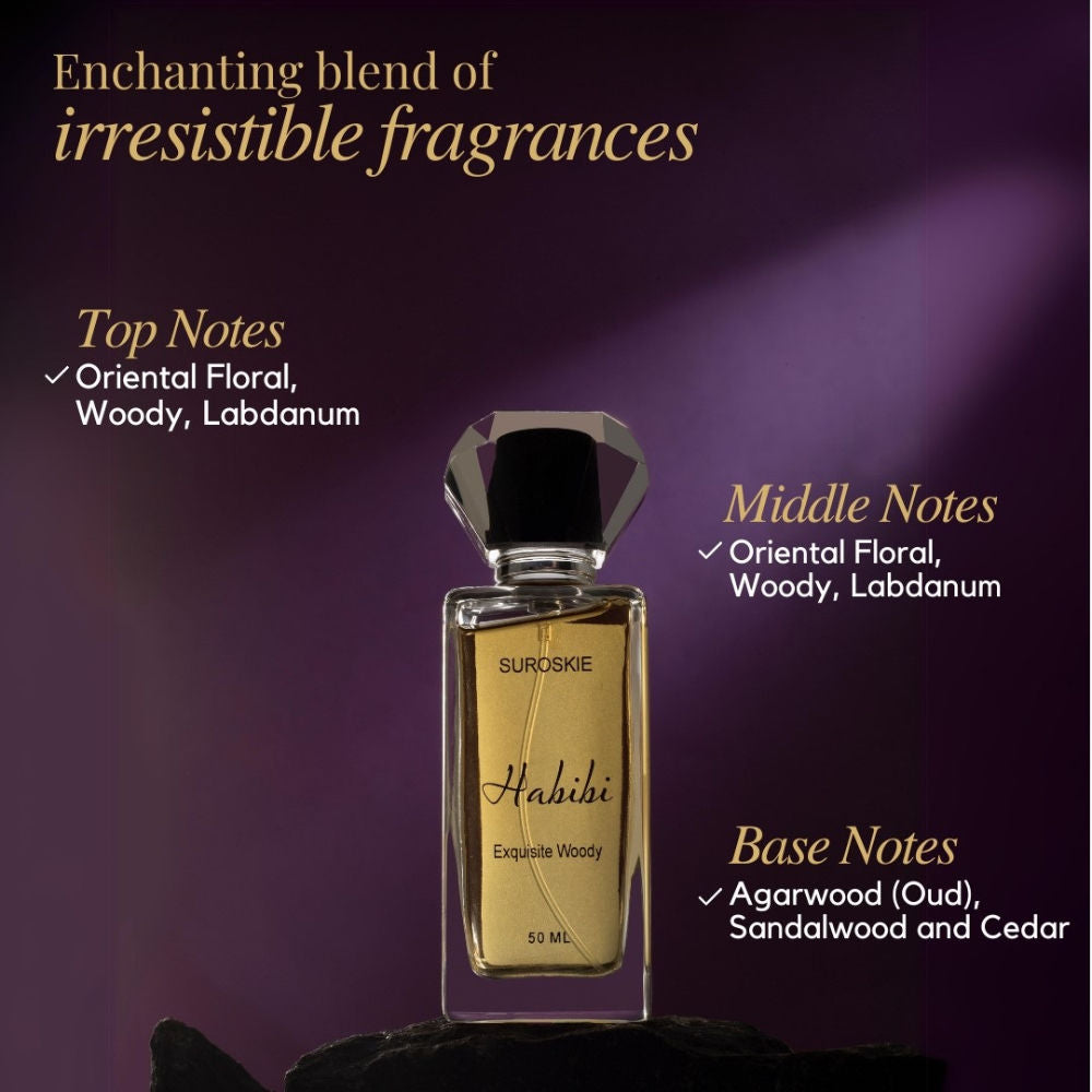 Suroskie Habibi Eau De Parfum Floral & Woody Long-Lasting Unisex Fragrance