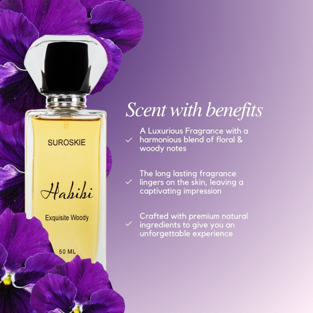 Suroskie Habibi Eau De Parfum Floral & Woody Long-Lasting Unisex Fragrance